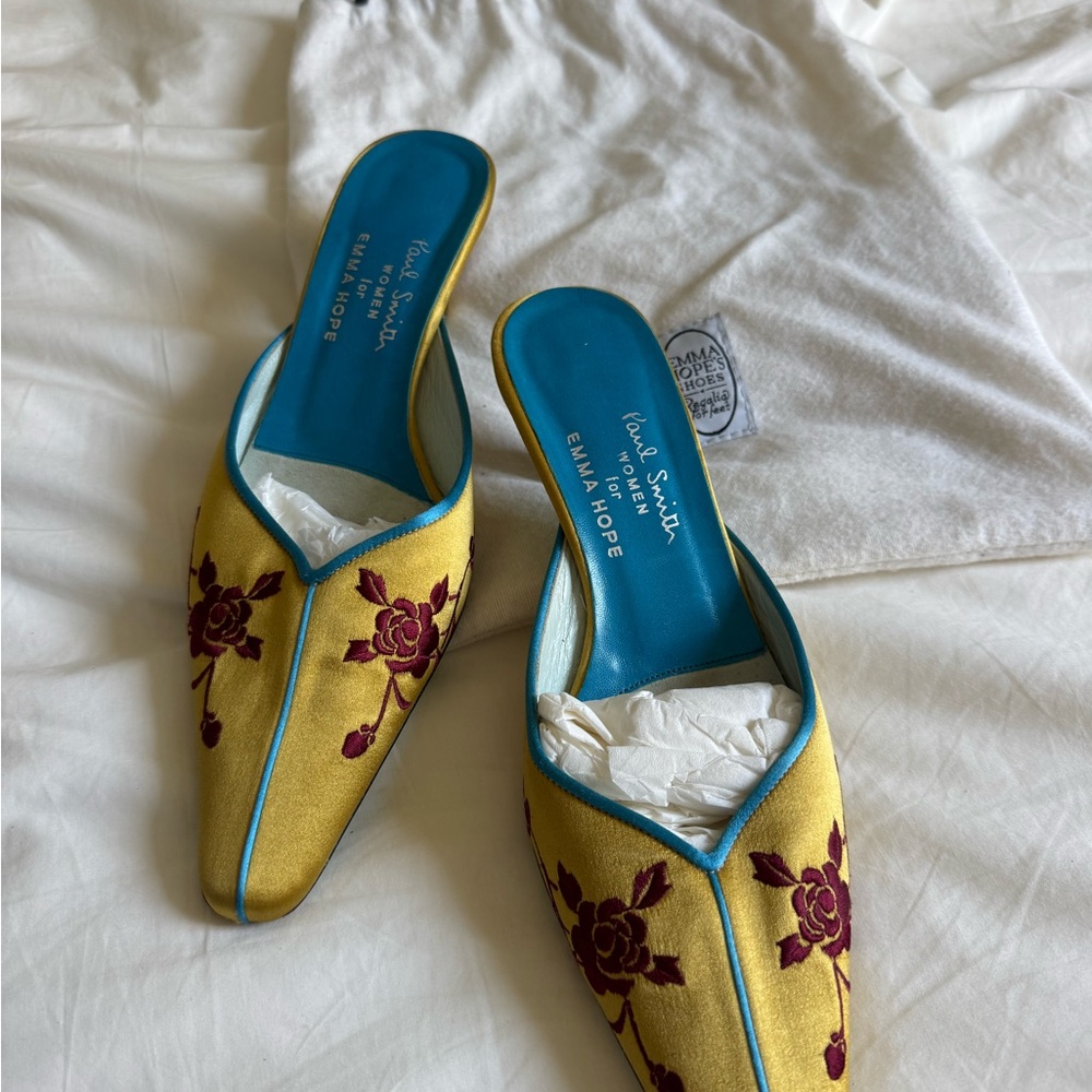 Emma Hope x Paul Smith Embroidered Silk Mules